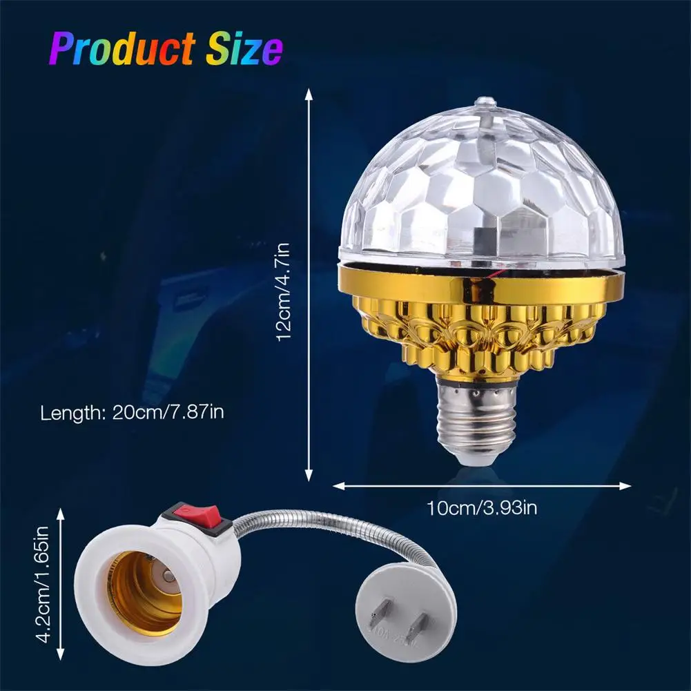 Colorful Magic Ball Lamps With Holder 360 Degrees Automatic Rotating Light Bulb For House Disco Party