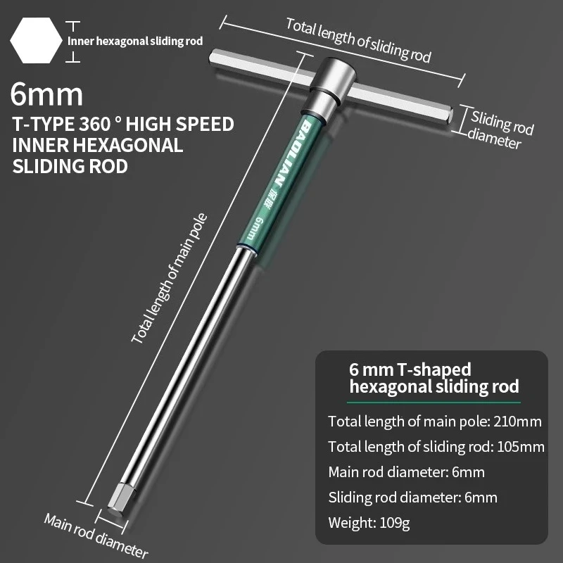 T/L 2,5/3/4/5/6/8/10 mm Torx-Schraubendreher T-Typ Inbusschlüssel Chromschlüssel T-förmiges Handwerkzeug Verlängerter T-Steckschlüssel