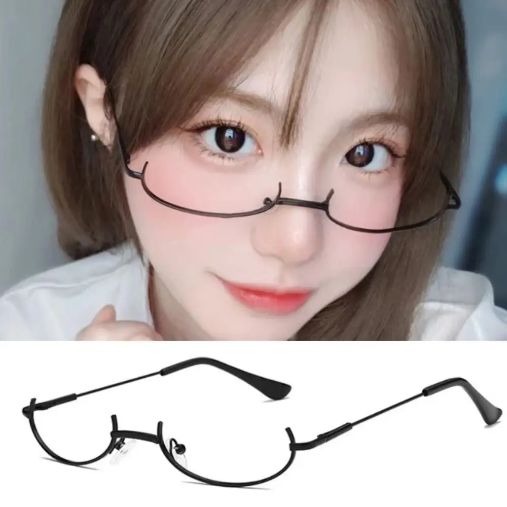 Quente sem lente y2k meia armação óculos chique harajuku metal moda decoração óculos fotografia vintage óculos falsos meninas