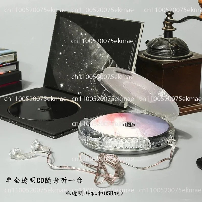 Portable Transparent CD Player Stereo Walkman with Earphones USB Charging Cable