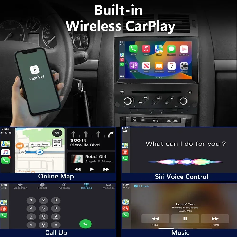 Android Auto For Peugeot 407 CC SW 407CC 2004-2010 WIFI Multimedia Bluetooth Navigation 4G GPS CHSTEK Car Radio Wireless Carplay