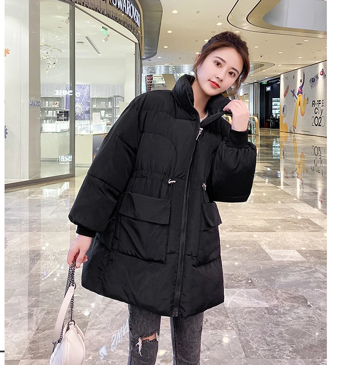 2024 New Winter Clothes OverSize Oversize Zipper Parkas Drawstring Cotton-padded Coats Loose Pregnant Women Jackets Warm Coat