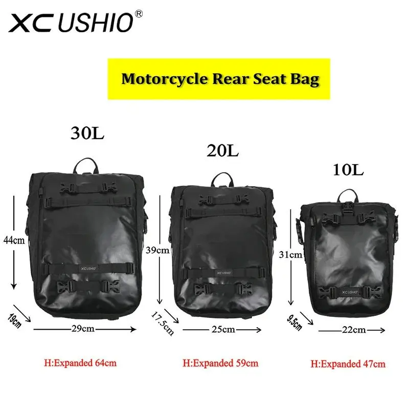 XC USHIO Motorcycle Rear Seat Bag Waterproof Motocross Luggage Pack Multi-Function Cycling Side Bag Large Capacity Backpack
