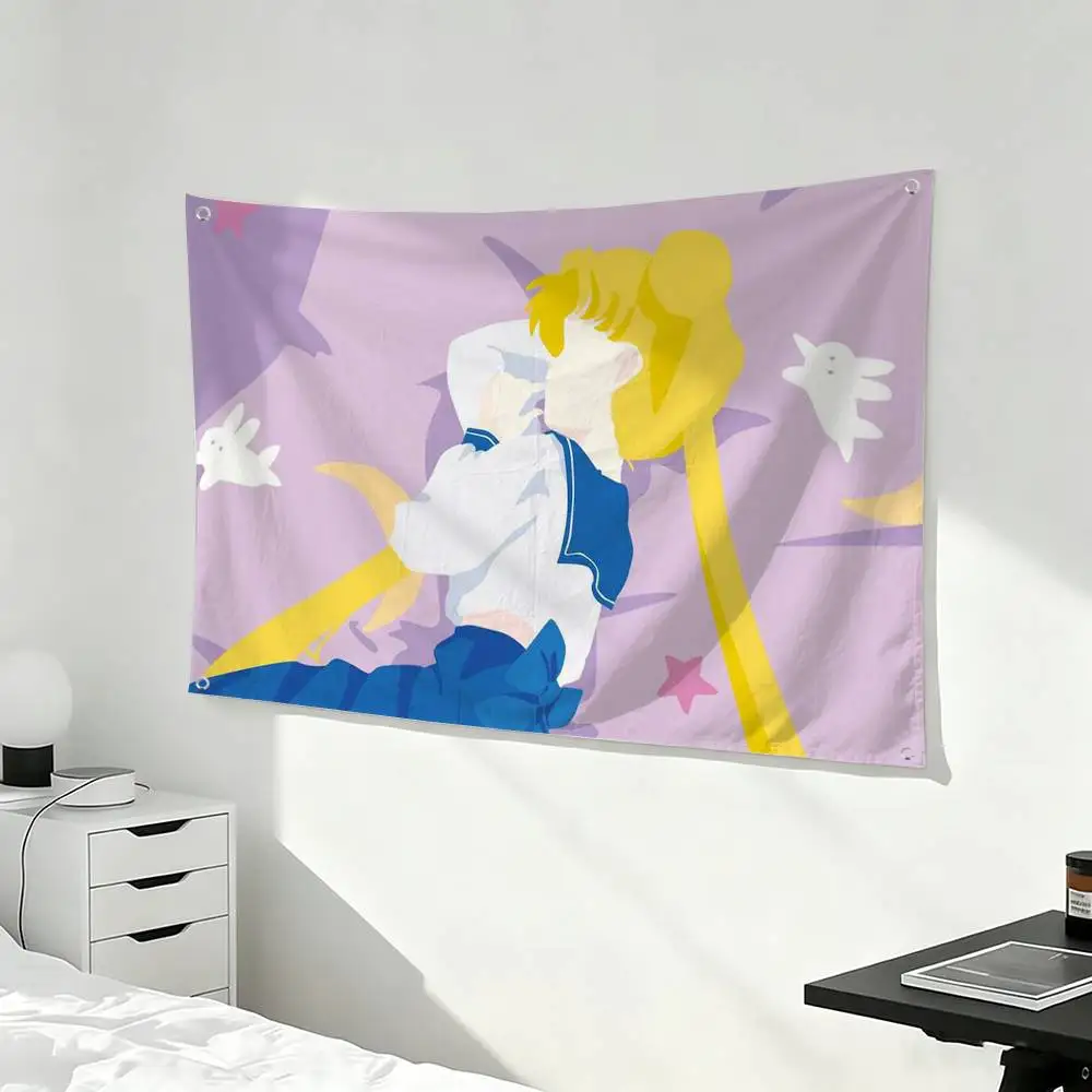 Top-selling S-Sailors Moon  Flags for Bedrooms Home Decor Items Outdoor Decors Garage Decoration Flaga