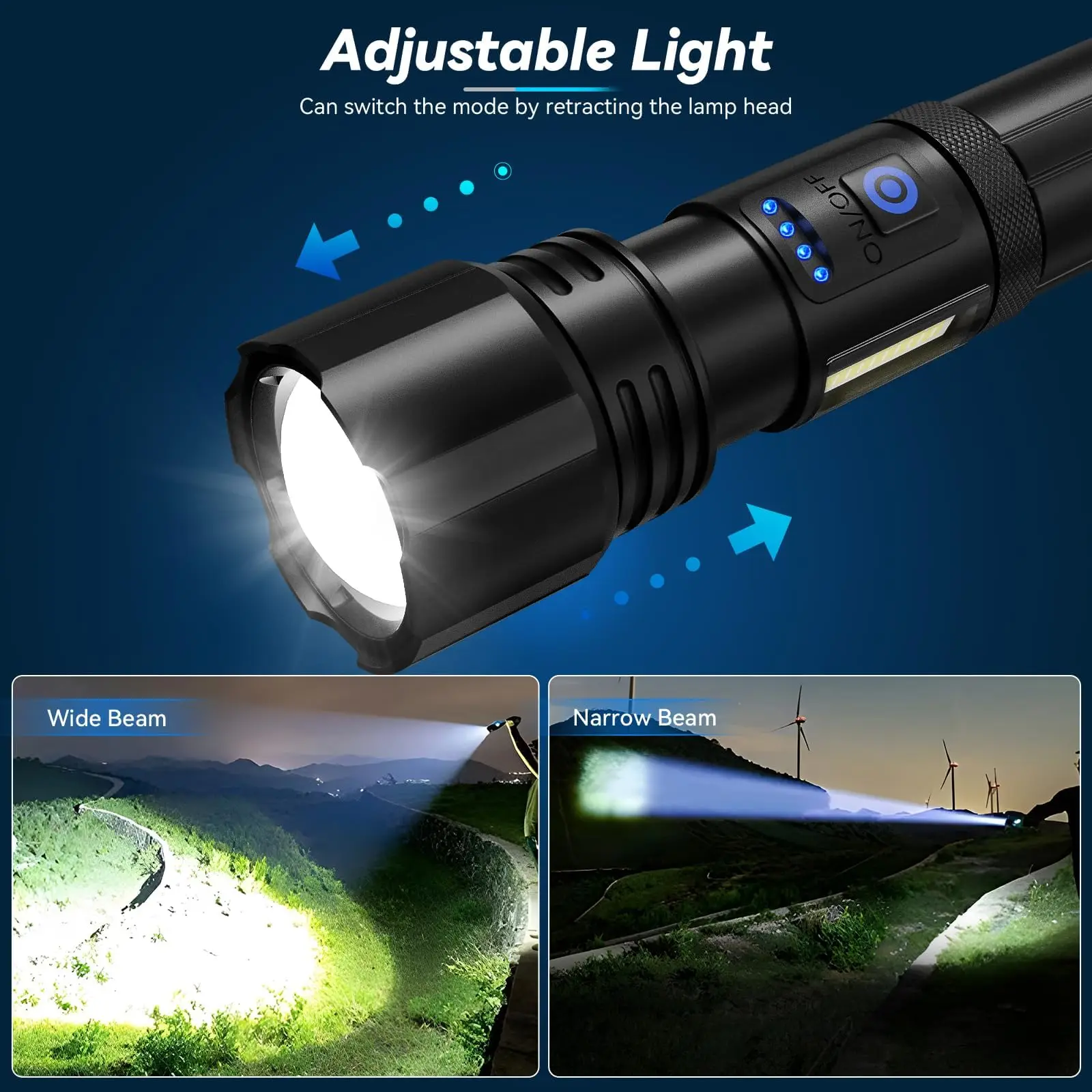 Rechargeable Flashlight, 2 Pack 900000 High Lumens Super Bright flash light, 7 Modes with COB Work Light, IPX6 Waterproof