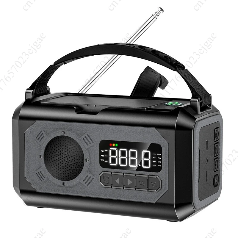 C2 Portable Emergency Light Radio Reading Lamp Flashlight for Outdoor Camping 12000mAh AM/FM/NOAA Weather Radio Solar Hand Crank