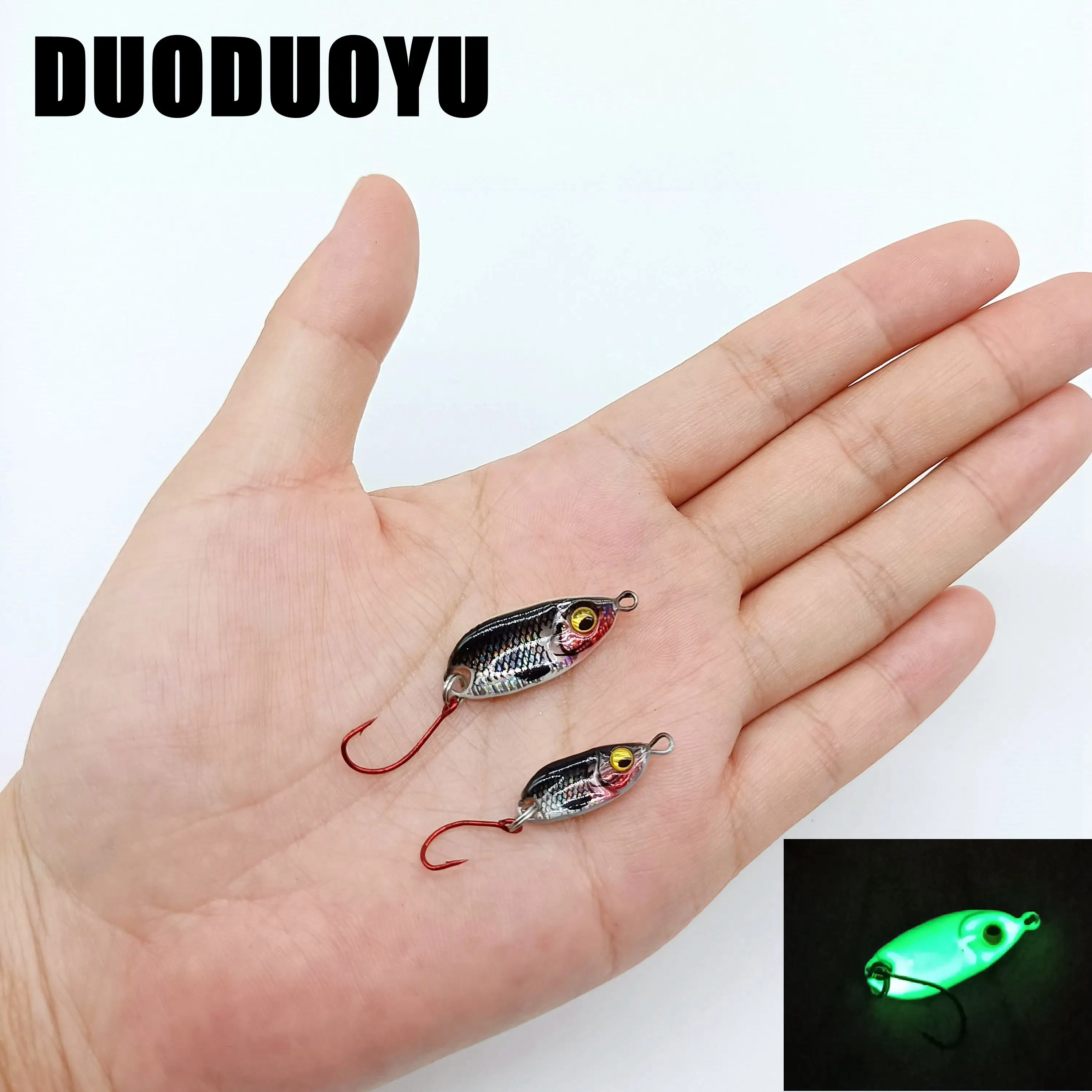 DUODUOYU 1PCS New Small JIG Fishing Lure 3g/5.5g Mini Spoon Lure With Single Hook Artificial Luminous Bait Fishing Tackle