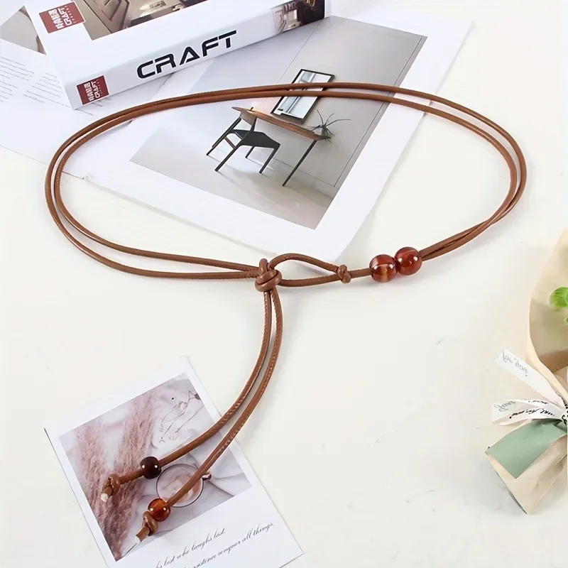 1 قطعة حزام تنحيف المرأة قابل للتعديل مع لهجات الخرزة البني مشد للخصر لفساتين القمصان والسترات محسن نمط اليوم إلى الليل