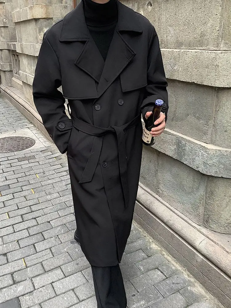 

Мужской тренч коричневого цвета с цветовыми блоками, модный, дышащий, стильный, с воротником синего и бежевого цвета, на одной пуговице, с карманами, для города