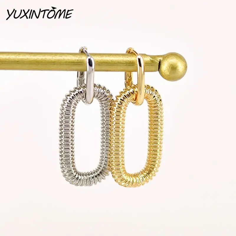 

925 Sterling Silver Needle trendy punk Long loop score pendant chain earrings Women's Fashion Off Street Earrings Jewelry Gift