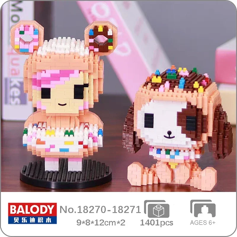 

Balody Sweet Doughnut Candy Sugar Girl Dog Swim Ring Pet Animal Doll Mini Diamond Blocks Bricks Building Toy For Children No Box