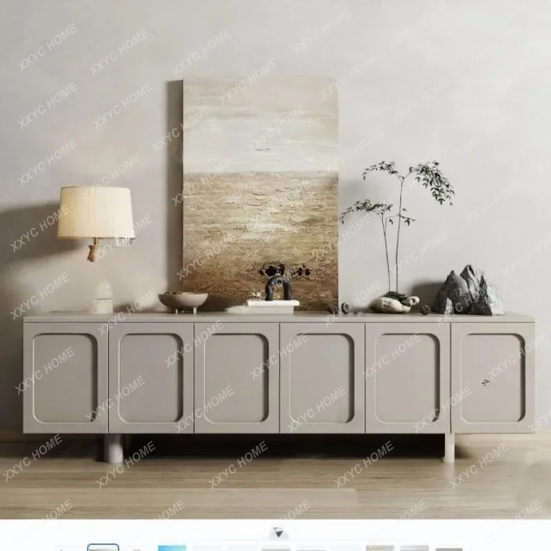 L solid wood paint TV cabinet Modern simple living room audio-visual cabinet