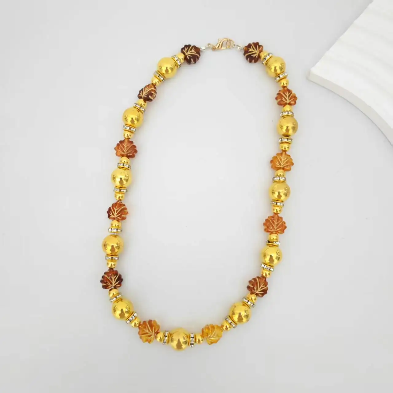 

Fall Handmade Original Jewelry Set New Color Orange Maple Leaf Beads Boutique Necklace Gift for Women