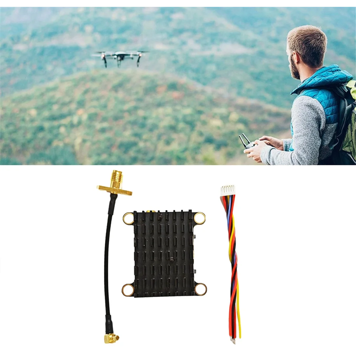 B64C5.8G 2W 1.6W VTX 5.8G 2000mW NTSC/PAL FPV Audio Video Transmitter for FPV Long Range RC Drone