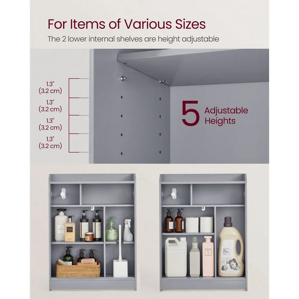 

Bathroom Cabinet, Slim Bathroom Storage Cabinet, Toilet Paper Holder And Brush Compartment, Sliding Doors, Adjustable Shelves, Next To Toilet, 7.9 X 23.6 X 31.5 Inches