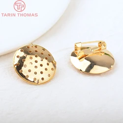 (3340)6 Sets 20.5MM 24K Gold Color Brass Round Brooch Base Brooch Pins High Quality DIY Jewelry Making Findings