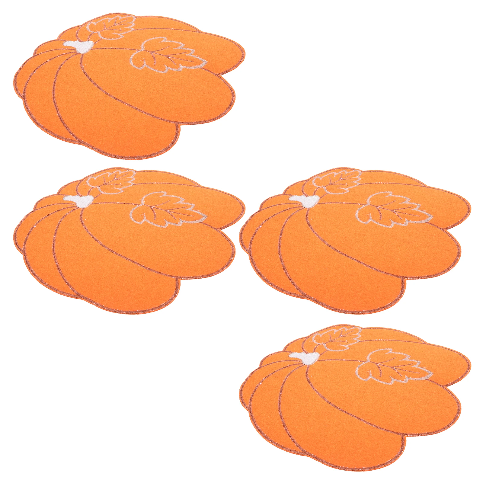 

4 Pcs Pumpkin Placemats 30x30cm Orange Fall Halloween Tableware Mat Insulated Coasters Reusable Kitchen Dining Thanksgiving