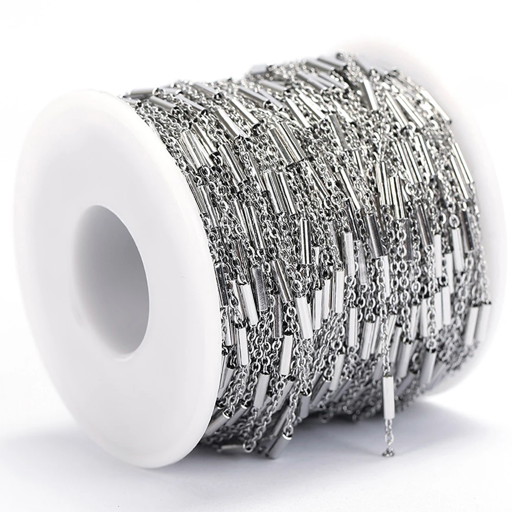 2meters Stainless Steel Necklace Chain Tube Gold Chain Accessories for Bracelets Jewelry Making Components Handmade DIY image 3