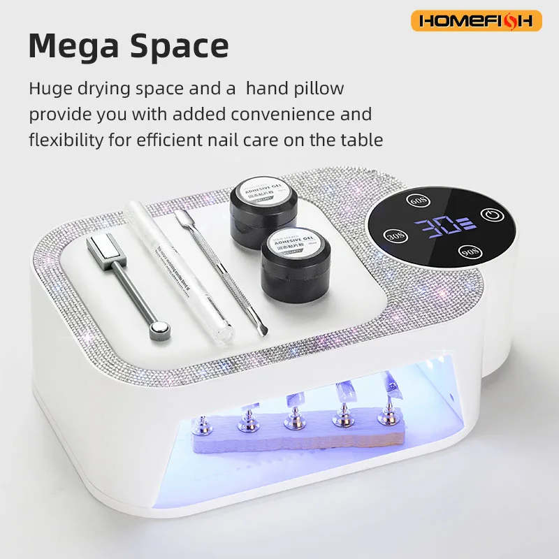 مصباح جل وسادة اليد القابل لإعادة الشحن من Homefish - معالجة بالأشعة فوق البنفسجية للأظافر، معدات منزلية محمولة سريعة الجفاف #6