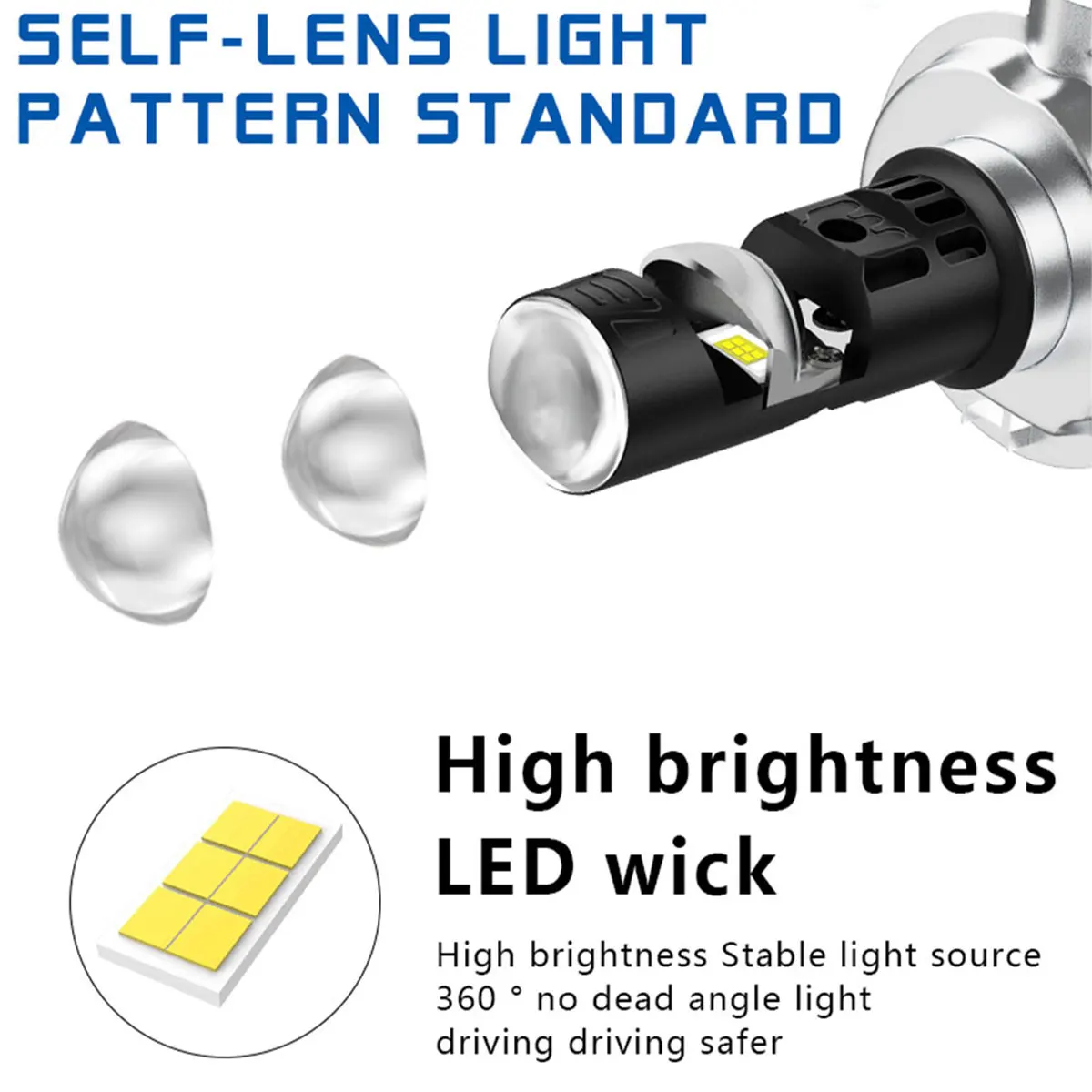 Mini Lens BA20D H6M P15D H4 LED Bulb Moto Headlight Headlamps Fog Lamp White Yellow Hi Low Beams 12V Motorcycle Accessories