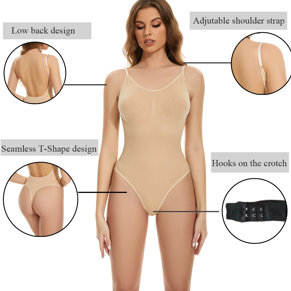 Shapewear Thong Bodysuit Women Seamless Open Crotch Body Shaper Bodysuit Sexy Belly Control Bodysuit Thong Shapewear