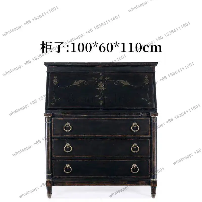 jj5 American retro solid wood light luxury storage chest of drawers French bedroom multi-functional dresser
