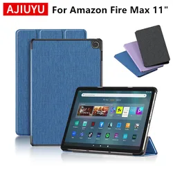 AJIUYU Case For Amazon Fire Max 11 inch Tablet 2023 Firemax Smart Cover Support Bracket Protective Shell PU Leather Cases