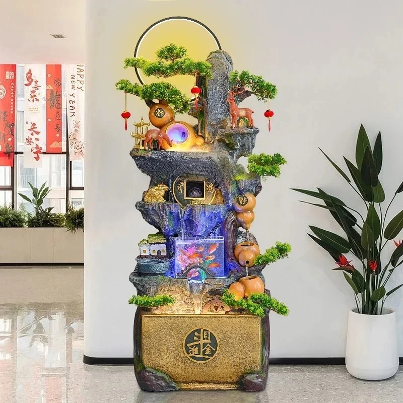 NQ Rockery feng shui wheel lucky circulating water ornament living room fish tank floor landscape office