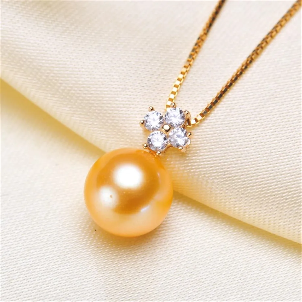 

DIY Accessory G18K Gold Pendant Empty Holder Exquisite Pearl Pendant Necklace Empty Holder Can Be Paired Fit 8-10mm G052