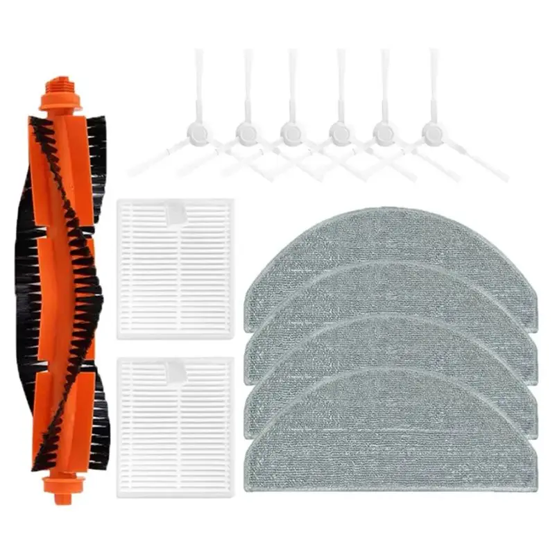 [A92P!】 13PCS For Robot Vacuum E10 B112 / E12 Vacuum Accessories Main Side Brush Hepa Filter Mop Cloth