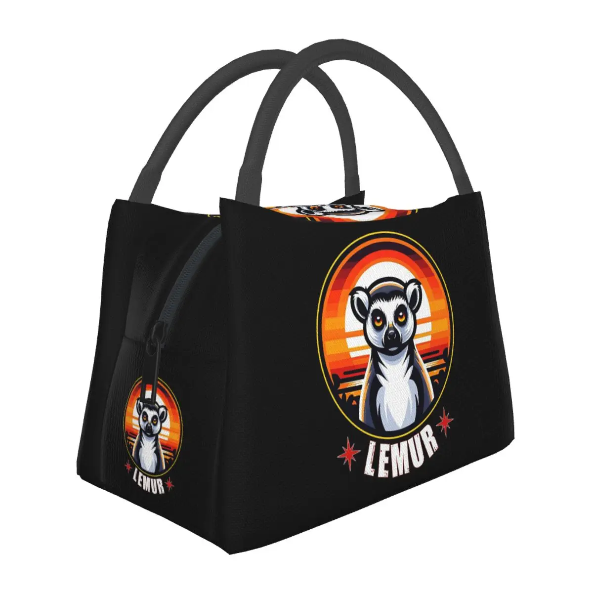 Vintage Ring Tailed Lemur Lunch Bags Insulated Bento Box Lunch Tote Picnic Bags Cooler Thermal Bag for Woman Children School