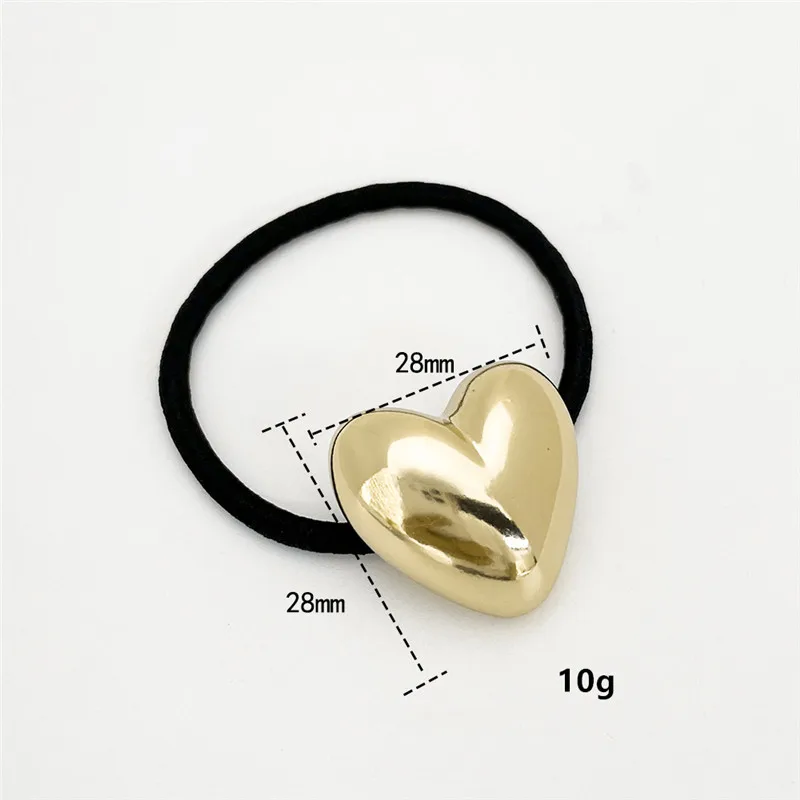 Simple Metal Gold Silver Color Heart Hair Bands For Women Hairbands Elastic Scrunchies Hair Ropes Fashion Hair Accessories