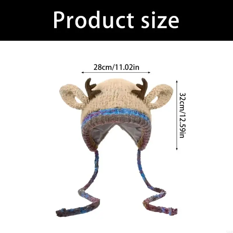 

Christmas Themed Reindeer Horn Knit Hat Family Matching Winter Cap For Kids Adults