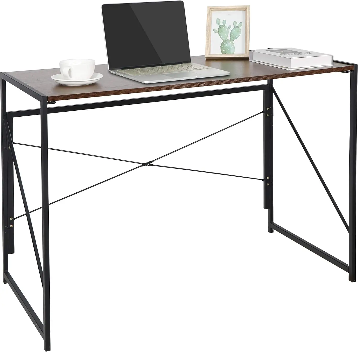 Folding Computer Desk, Writing Study Desks for Home Office, Corner Laptop Gaming Folding Table with Metal Frame