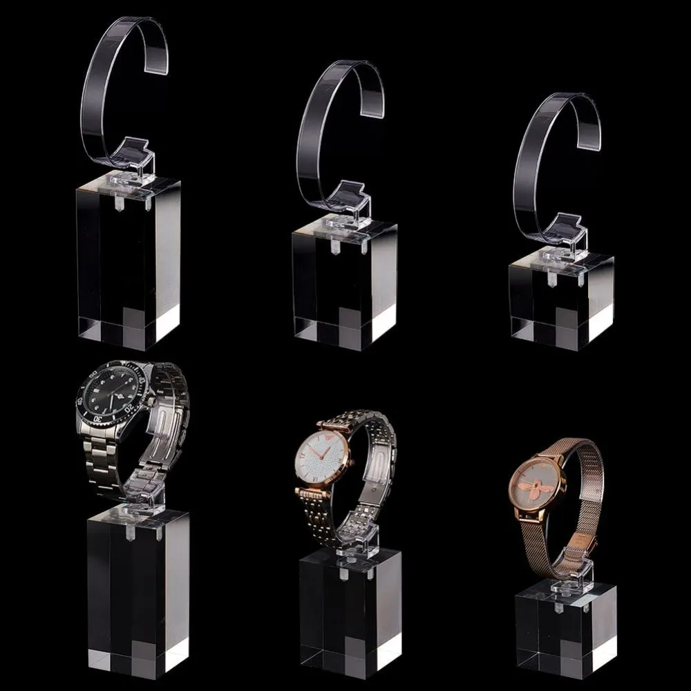 

3pcs Acrylic Watch Display Stand 3 Sizes C Shape Single Bracelet Watch Clear Holder for Men's Watch Home or Store Selling Shows