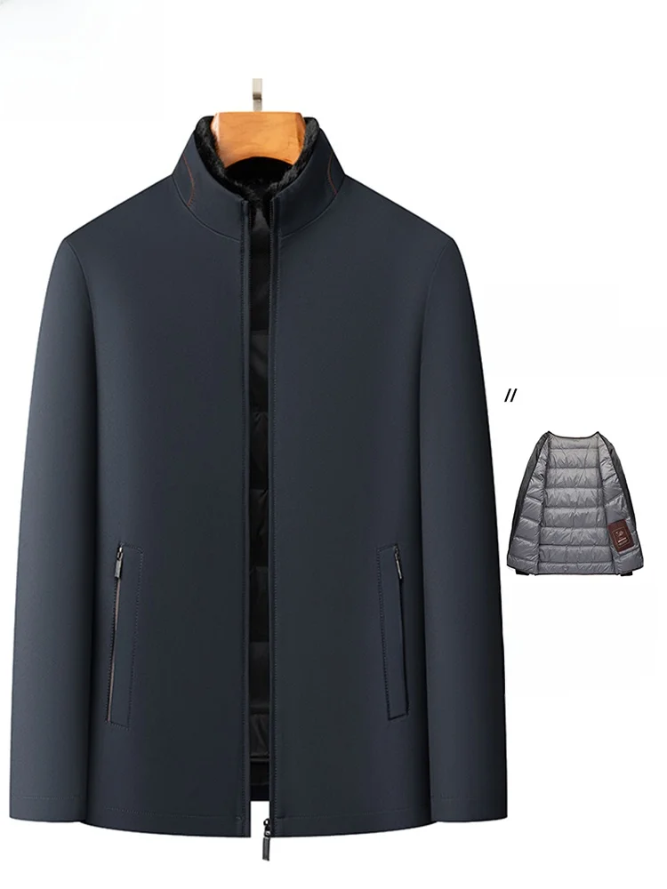 

Thiened Stand Collar down Jaet Busin Casual Sle Winter New Arrival Wooden Du Dad Coat Warm Outdoor Ci Leisure