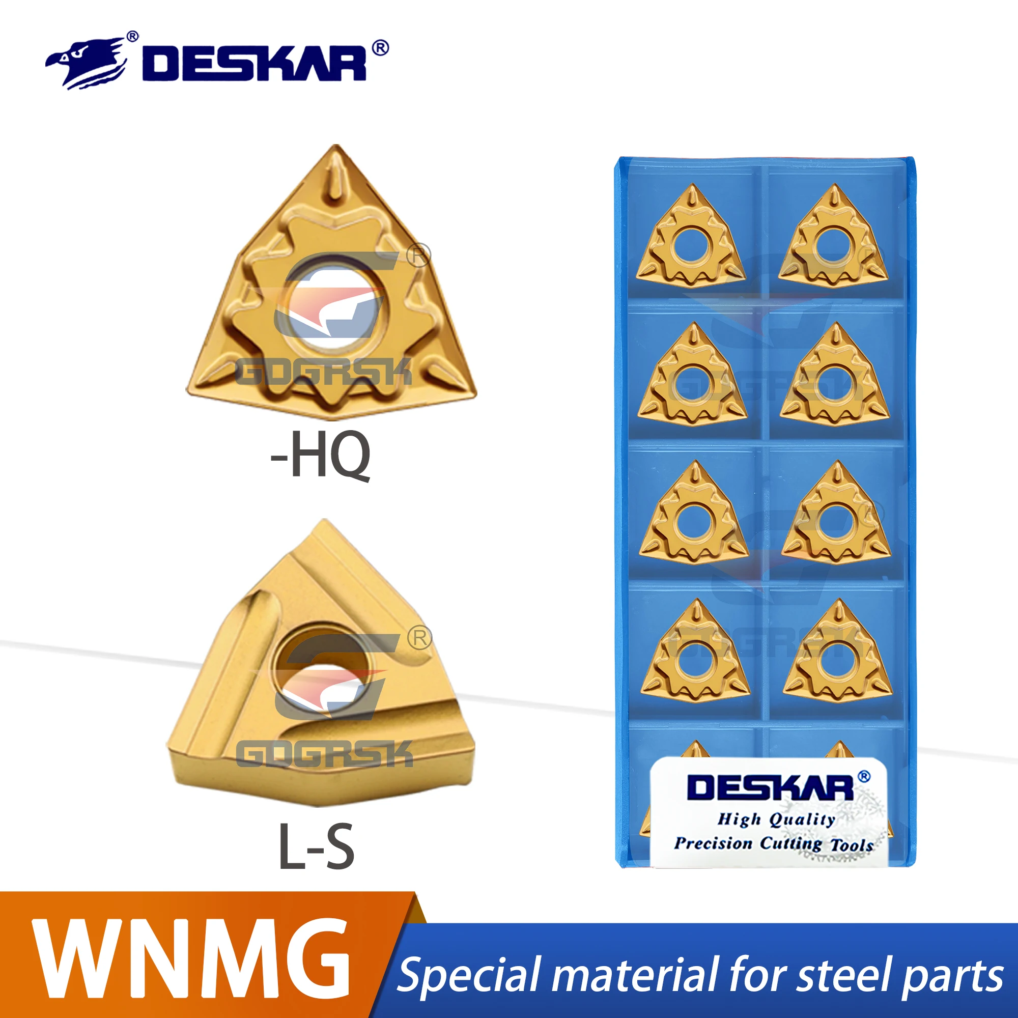 

DESKAR 100% Original Numerical Control Steel Processing Peach Shaped Blade WNMG080404-TM LF9018 CQ/HQ/CM/PR/ZM Turning Blade