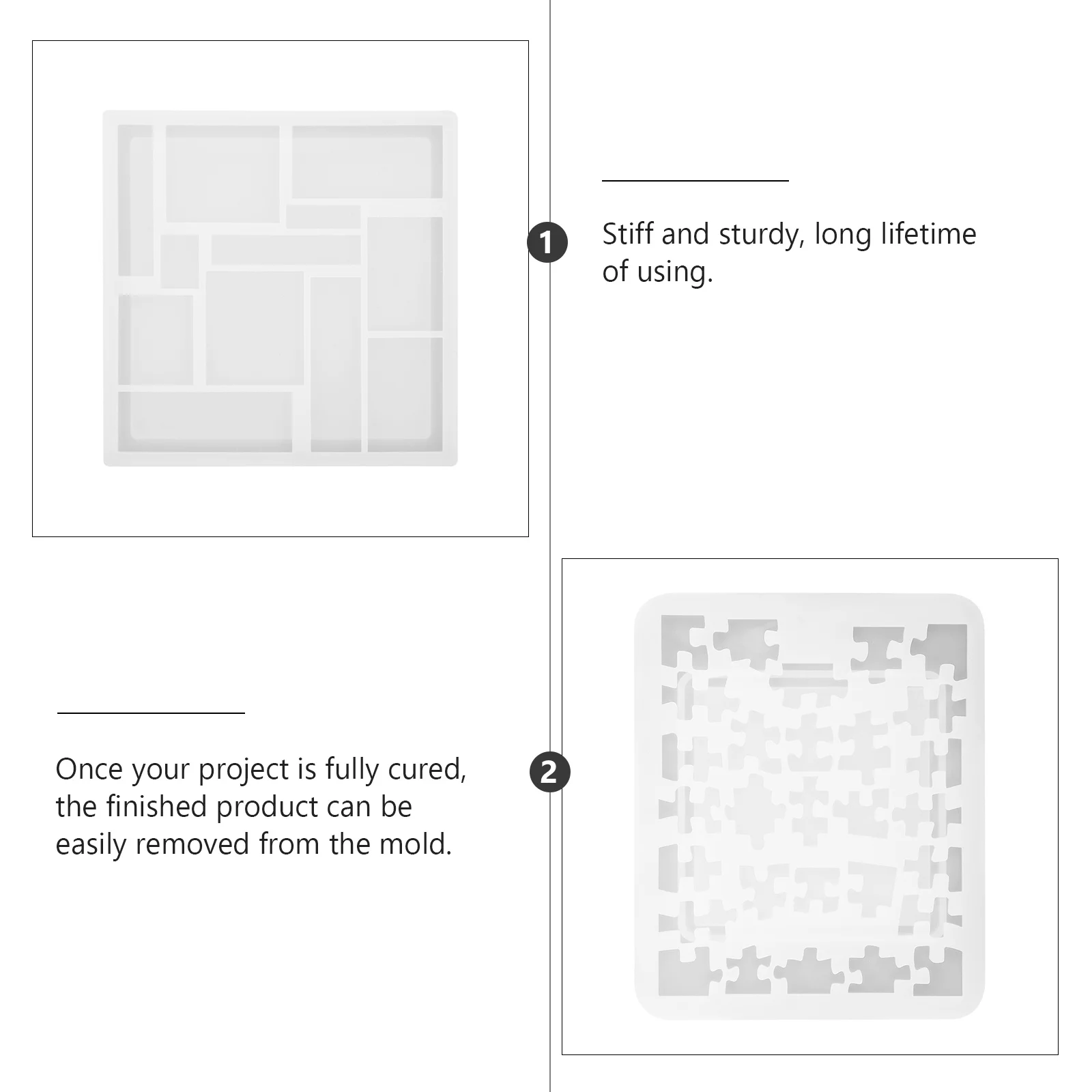 

2Pcs Geometric Silicone Puzzle Mold Creative Flexible Resin Casting Mold DIY Crystal Craft for Craft Making and Table Ornaments