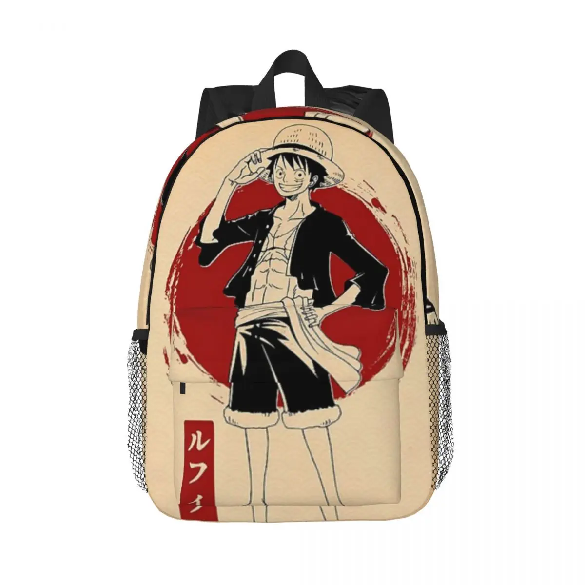 Luffy One Piece Anime Sac à dos étudiant pour filles et garçons, grande capacité, léger, étanche, 15 pouces