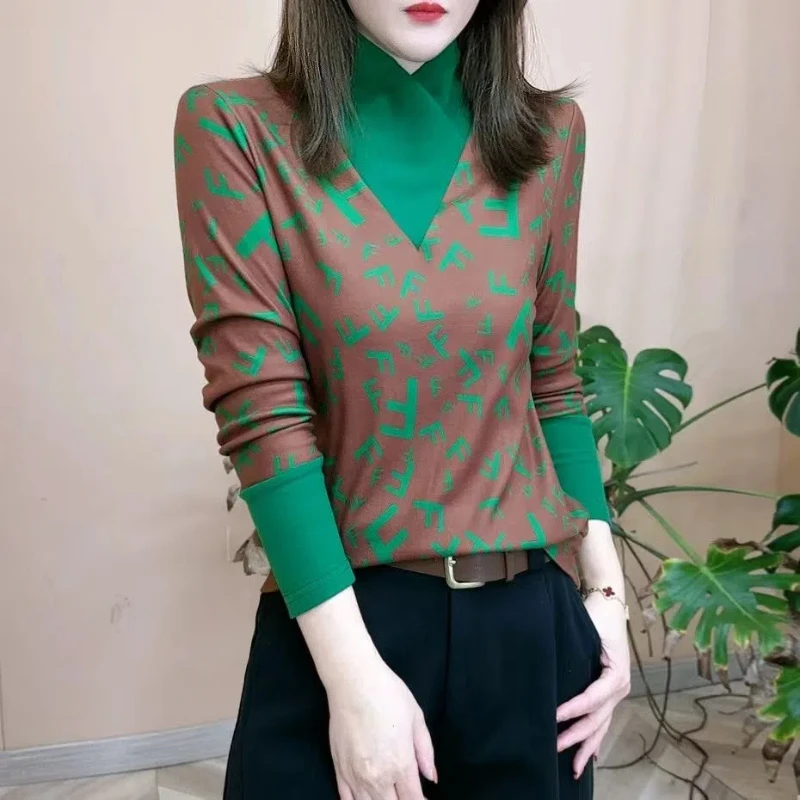 

Women's Clothing Autumn Winter New Products Fashion Versatile Long Sleeved High Neck Western-style Warm Women's Base Top Trendy