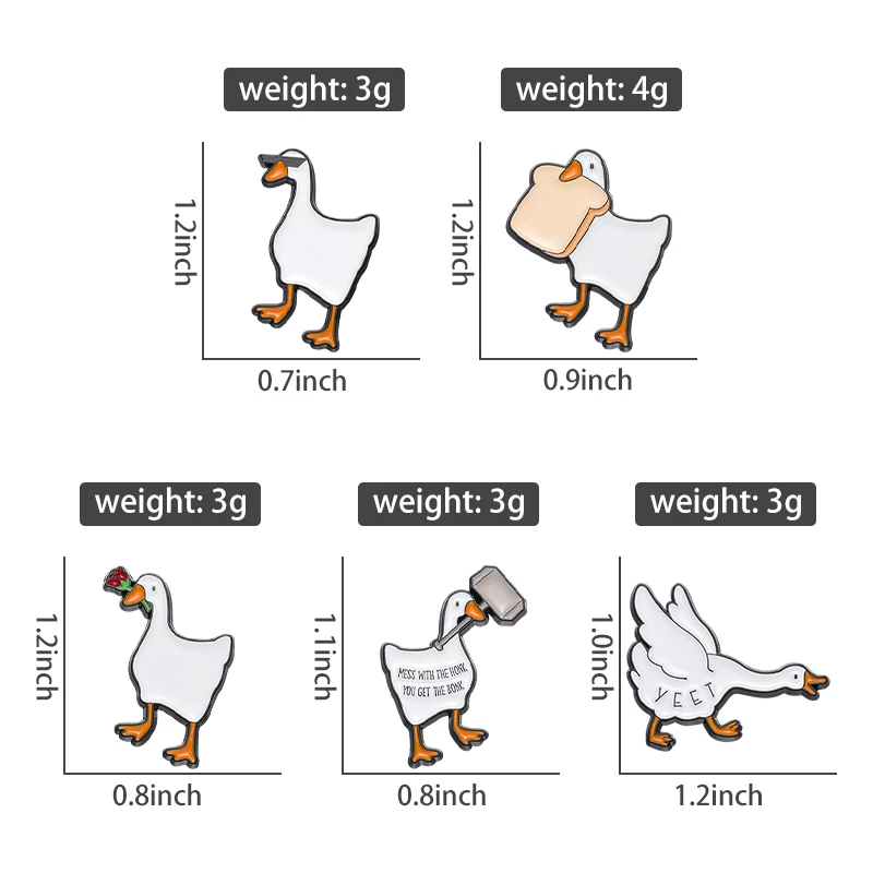 Lovely Animal Brooch Goose Enamel Pin Cartoon Goose Holding Rose Bread In His Mouth Badge Lapel Backpack Pin Jewelry Wholesale
