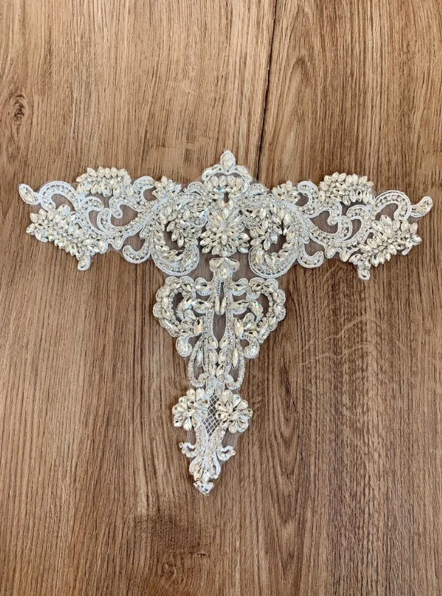 

Rhinestone Neckline Applique For Bridal Dress, Rhinestone Bead Applique Collar, Craft Bridal Gown Supplies, Rhinestone Necklace