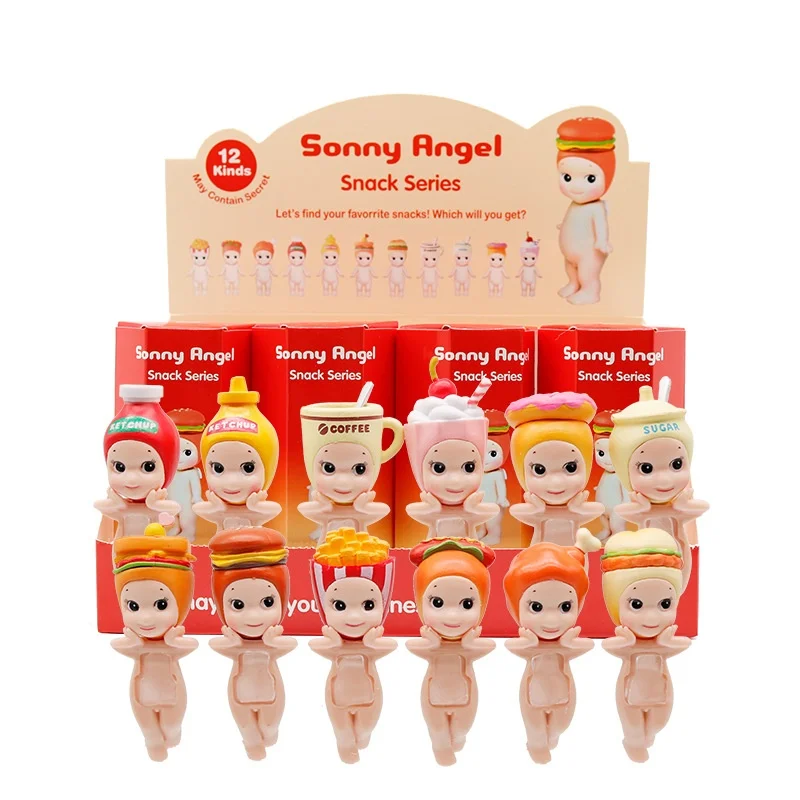 Caja ciega de la serie Sonny Angel Burger, figura de juguete, soporte de mano, muñeco decorativo móvil de Anime montado en coche, estatuilla coleccionable