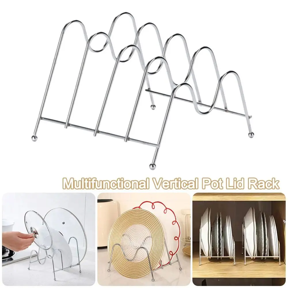 

Durable Multi-Layer Pot Lid Organizer Space-Saving Vertical Cutting Board Storage Rack Kitchen Countertop Organizer Home