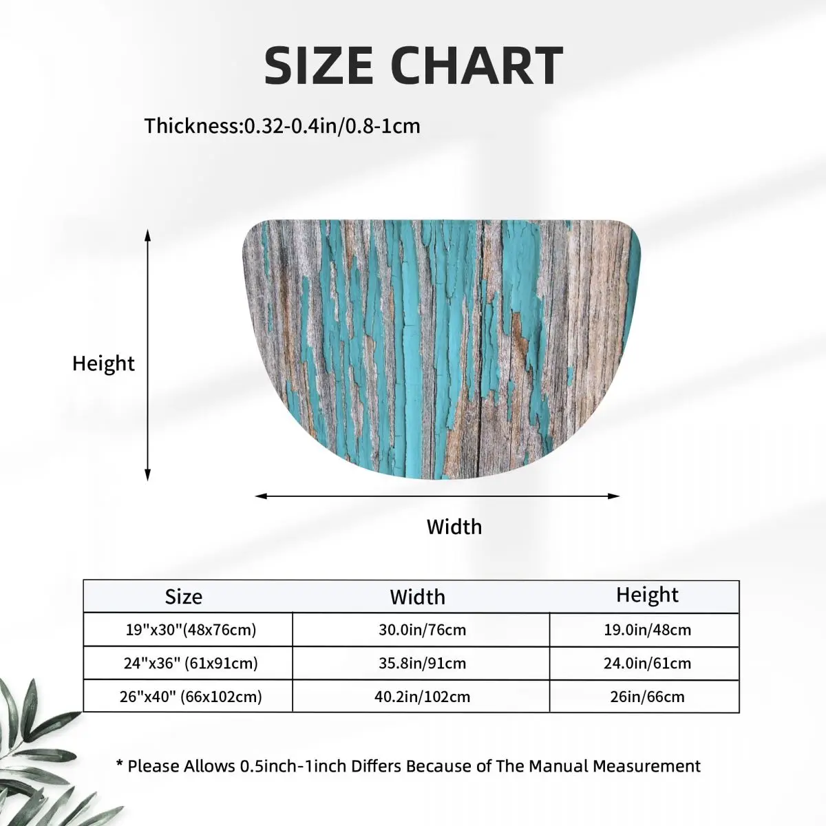 Shabby Rustic Weathered Wood Turquoise Flannel Half Round Doormat Non Slip Bathroom Mat Absorbent Floor Carpet for Living Room