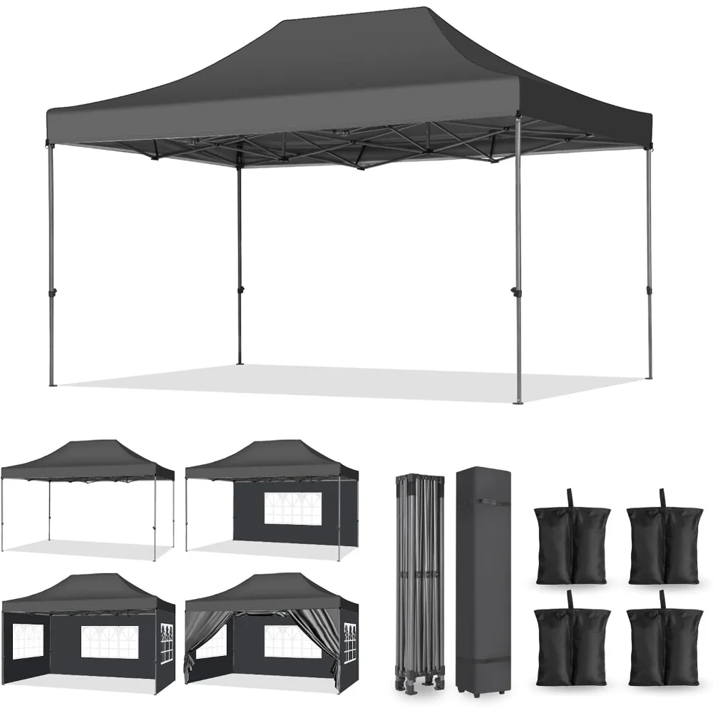 10x15 Heavy Duty Up Canopy Tent with 4 Removable Sidewalls, Easy Setup Commercial Outdoor Canopy, Upgraded Waterproof