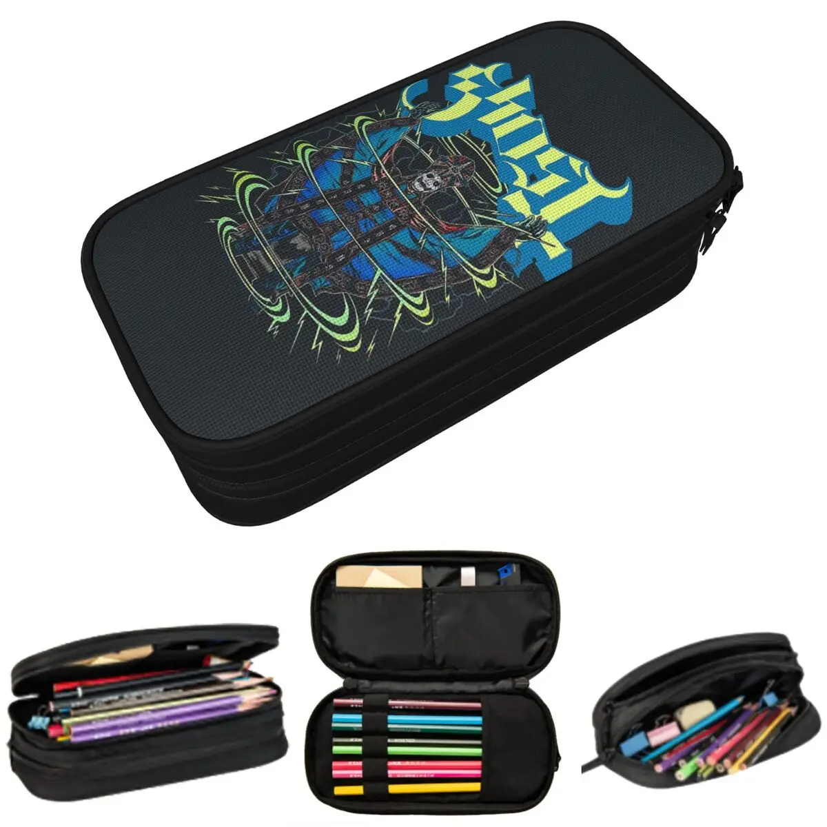 Rock Band Ghost BC Pencil Case for Students School Pen Box Pencil Bag Stationery Supplies Pen Holder Bag