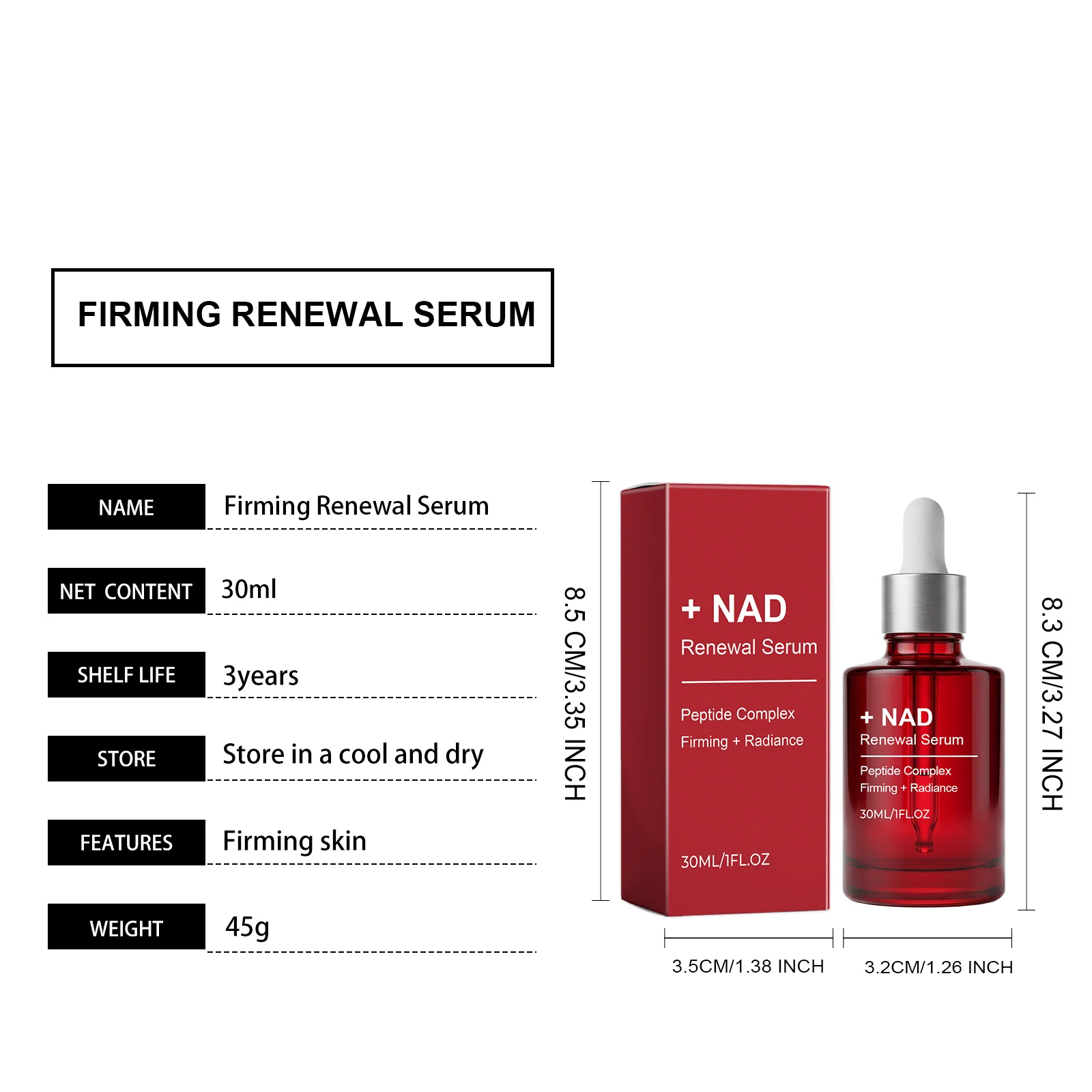 NAD+ Straffendes Serum Kollagen Kupferpeptide Gesichtsserum Anti-Aging Erhöht die Elastizität Strafft die Poren Für ein jugendlich aussehendes Hautbild – Detail 13