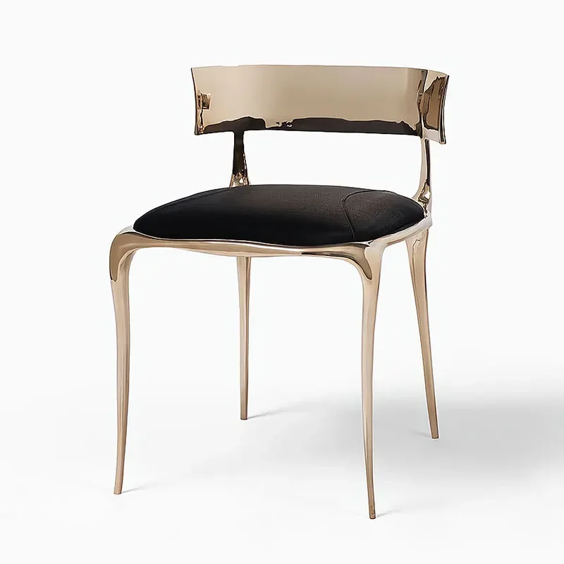 

Modern style simple stainless steel dining chair household luxury villa 4-person small apartment high-end light luxury chair