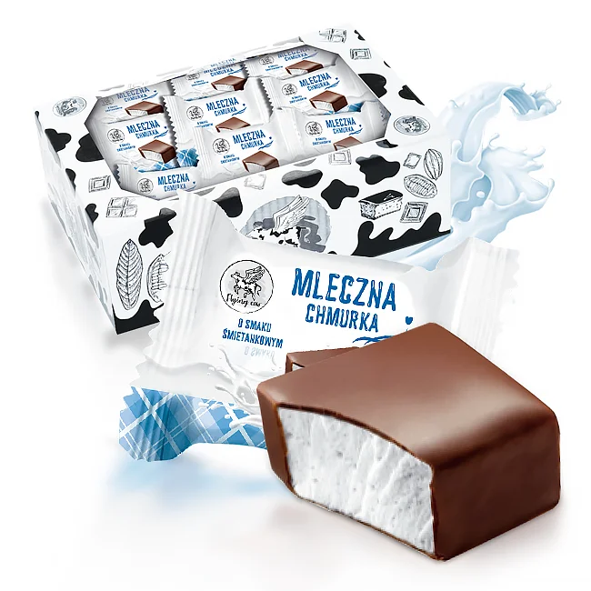 غيوم الحليب بنكهة الكريمة ، حلوى البقر الطائرة ، 1.